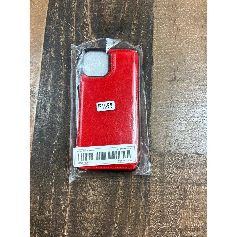 Red iPhone 11 Pro Wallet Case Magnetic Flip Card Holder Cover 5.8 Inch Screen